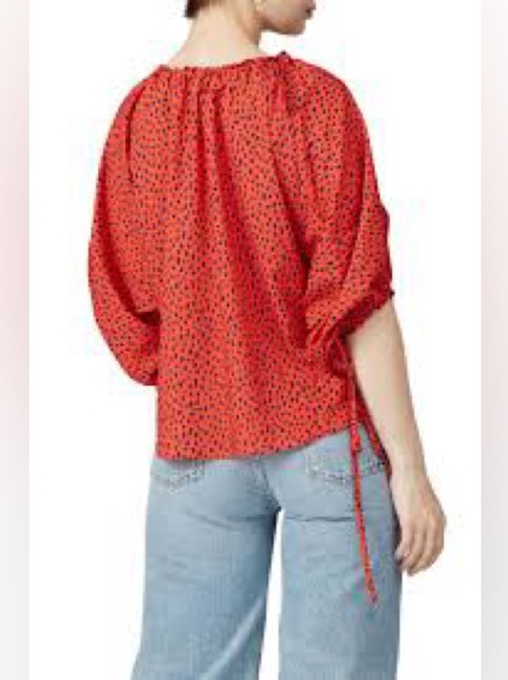 Derek Lam 12 size 48 Red Drawstring Balloon Blouse womens $265 shirt top preppy